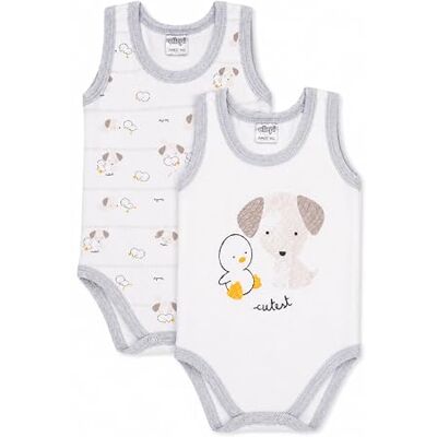Ellepi Babybody met brede bandjes, 2 stuks, 100% zacht katoen, Neutraal 4 ans, 104 cm Ellepi Babybody met brede bandjes, 2 stuks, 100% zacht katoen, Neutraal 4 ans, 104 cm