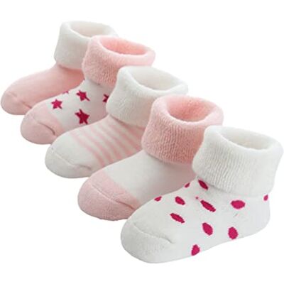 FedMois 5 paar katoenen sokken, warm, winter, baby, pasgeborenen, Roze 6-12 mois FedMois 5 paar katoenen sokken, warm, winter, baby, pasgeborenen, Roze 6-12 mois