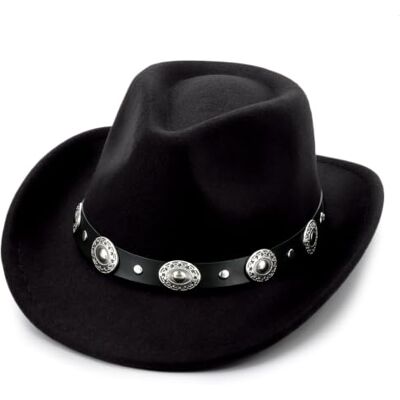 DRESHOW Cowboyhoed voor meisjes en jongens, panamahoed, retro, fedora, klassiek, vilt, met riemgesp, uniseks, opgerold, voor kinderen van 4-12 jaar, 1 stuk cowboy hoed: zwart 17-03, Eén maat Eén maat DRESHOW Cowboyhoed voor meisjes en jongens, panamahoed, retro, fedora, klassiek, vilt, met riemgesp, uniseks, opgerold, voor kinderen van 4-12 jaar, 1 stuk cowboy hoed: zwart 17-03, Eén maat Eén maat