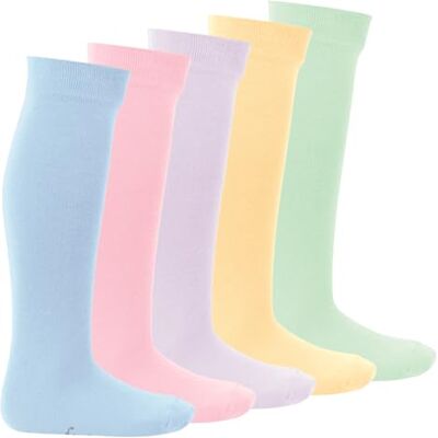 Footstar Everyday! Set van 5 paar lange sokken voor kinderen Basic kniekousen voor meisjes en jongens, pastel, 35-38 35-38 Footstar Everyday! Set van 5 paar lange sokken voor kinderen Basic kniekousen voor meisjes en jongens, pastel, 35-38 35-38