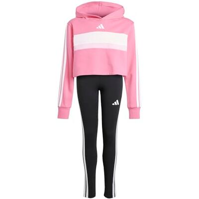 Adidas SEASONAL ESSENTIALS TIBERIO 3 STRIPES FLEECE LEGGINGS SET, roze fusion/wit/helder roze, 9-10 jaar Adidas SEASONAL ESSENTIALS TIBERIO 3 STRIPES FLEECE LEGGINGS SET, roze fusion/wit/helder roze, 9-10 jaar