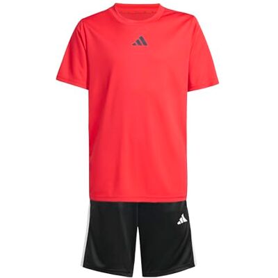 Adidas Trainingspak voor kinderen, uniseks, 3 strepen, puur robijn/zwart, 7-8 jaar Adidas Trainingspak voor kinderen, uniseks, 3 strepen, puur robijn/zwart, 7-8 jaar