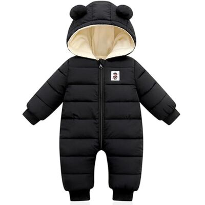 Minizone Baby Hooded Winter Romper, Jongens Meisjes Donsjack Warm Snowsuit Jas Kids Warmer Bodysuits Outfits Lange mouw Jumpsuit 0-12 maanden, Zwart Minizone Baby Hooded Winter Romper, Jongens Meisjes Donsjack Warm Snowsuit Jas Kids Warmer Bodysuits Outfits Lange mouw Jumpsuit 0-12 maanden, Zwart