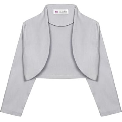 Bolerose Meisjes 3/4 mouw formeel kinderen geschikt bolero, zilver. 7-8 ans Bolerose Meisjes 3/4 mouw formeel kinderen geschikt bolero, zilver. 7-8 ans
