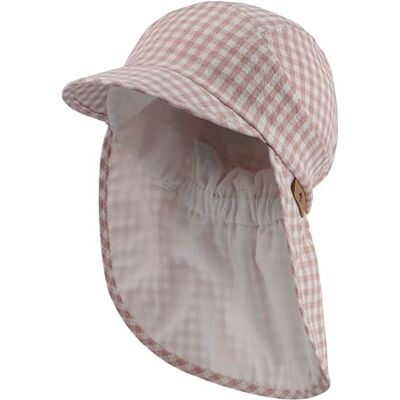 Sterntaler Vichy geruite nekbescherming, babypet beschermt het hoofd op warme dagen, uv-bescherming 50+, uniseks, zachte katoenen voering, Roze 55 Sterntaler Vichy geruite nekbescherming, babypet beschermt het hoofd op warme dagen, uv-bescherming 50+, uniseks, zachte katoenen voering, Roze 55