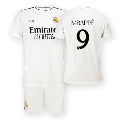Real Madrid Mbappé Homewear voor kinderen, maat 140/10 jaar, seizoen 2024/2025, Kylian Mbappé voetbaltenue voor kinderen, officieel product voor fans van Real Madrid Mbappé Homewear voor kinderen, maat 140/10 jaar, seizoen 2024/2025, Kylian Mbappé voetbaltenue voor kinderen, officieel product voor fans van