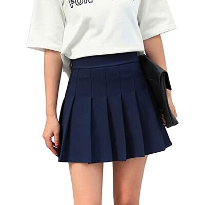 Hoerev Korte rok voor dames, meisjes, hoge taille, plooirok, tennisrok, schoolrok, Navy Blauw 38 Hoerev Korte rok voor dames, meisjes, hoge taille, plooirok, tennisrok, schoolrok, Navy Blauw 38