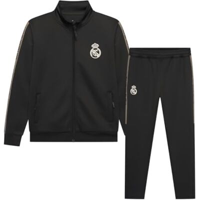 Real Madrid Blakc Elite tweedelig trainingspak, jas en broek, zwart, kindermaat, officieel product, 6 Real Madrid Blakc Elite tweedelig trainingspak, jas en broek, zwart, kindermaat, officieel product, 6