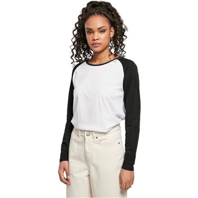 Urban Classics Dames Contrast Raglan T-shirt met lange mouwen (1 stuk), Wit/Zwart, 4XL 4XL Urban Classics Dames Contrast Raglan T-shirt met lange mouwen (1 stuk), Wit/Zwart, 4XL 4XL