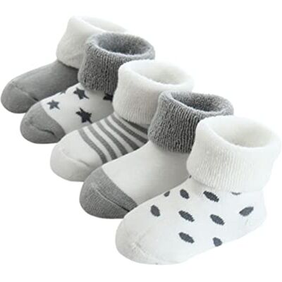 FedMois 5 paar warme thermische katoenen sokken winter baby pasgeborenen, grijs. 6-12 mois FedMois 5 paar warme thermische katoenen sokken winter baby pasgeborenen, grijs. 6-12 mois