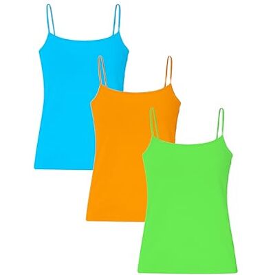 Risalti Tanktop voor meisjes, smalle schouders van microvezel, 3-delige set tanktop voor kinderen, meisjeskleding, shirt voor kinderen, zachter dan katoenen tanktop voor kinderen, gratis armbanden M Risalti Tanktop voor meisjes, smalle schouders van microvezel, 3-delige set tanktop voor kinderen, meisjeskleding, shirt voor kinderen, zachter dan katoenen tanktop voor kinderen, gratis armbanden M