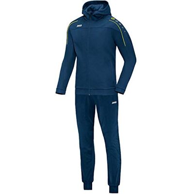 JAKO Classico Kindertrainingspak van polyester met capuchon, nachtblauw/citro, 140, M9450 JAKO Classico Kindertrainingspak van polyester met capuchon, nachtblauw/citro, 140, M9450