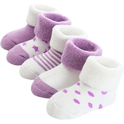 FedMois 5 paar warme thermische katoenen sokken winter baby pasgeborenen, Paars. 6-12 mois FedMois 5 paar warme thermische katoenen sokken winter baby pasgeborenen, Paars. 6-12 mois