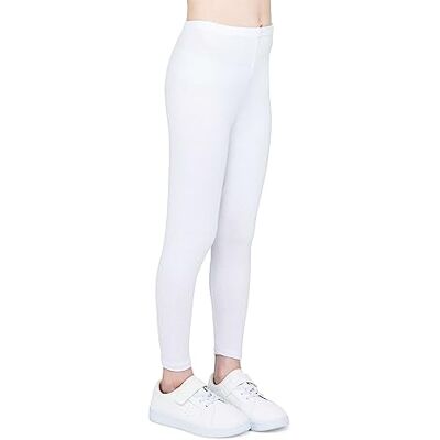 infatti Katoenen legging voor meisjes, zachte comfortabele broek voor kinderen, casual training, elegante stijl, Zoe basic kleding, Wit. 104 infatti Katoenen legging voor meisjes, zachte comfortabele broek voor kinderen, casual training, elegante stijl, Zoe basic kleding, Wit. 104