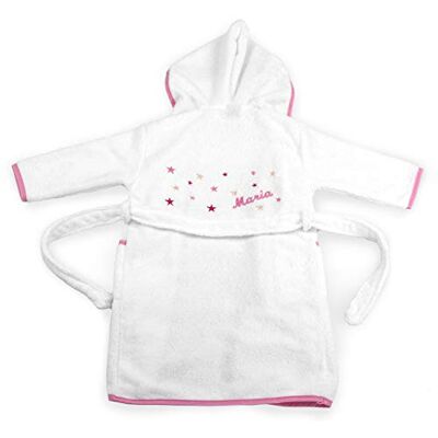 BGEUROPE Badjas voor kinderen, personaliseerbaar, sterrenmotief, roze (2) BGEUROPE Badjas voor kinderen, personaliseerbaar, sterrenmotief, roze (2)
