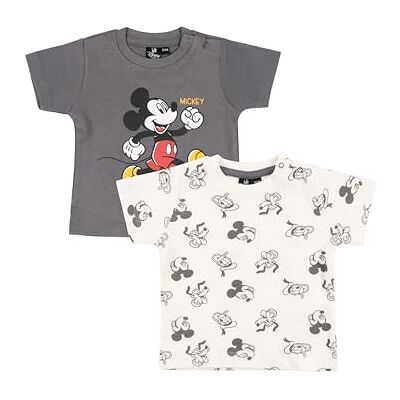 United Disney Mickey Mouse baby-T-shirt voor jongens en meisjes, korte mouwen, wit/grijs, 2 stuks, Wit/Grijs 86-92 United Disney Mickey Mouse baby-T-shirt voor jongens en meisjes, korte mouwen, wit/grijs, 2 stuks, Wit/Grijs 86-92