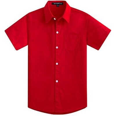 Spring&Gege Voor jongens Korte mouw Effen Formele Katoen Twill Jurk Shirts, Rood, 7-8 jaar 7-8 jaar Spring&Gege Voor jongens Korte mouw Effen Formele Katoen Twill Jurk Shirts, Rood, 7-8 jaar 7-8 jaar