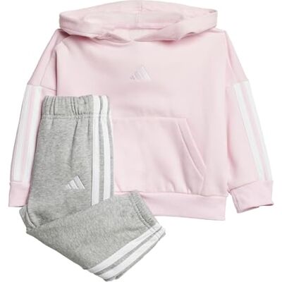 Adidas Uniseks baby Essentials Hooded Jogger Tracksuit, helder roze/wit, 12-18 maanden Adidas Uniseks baby Essentials Hooded Jogger Tracksuit, helder roze/wit, 12-18 maanden