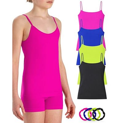Risalti Tanktop voor meisjes, smalle schouders van microvezel, 3-delige set tanktop voor kinderen, meisjeskleding, shirt voor kinderen, zachter dan katoenen tanktop voor kinderen, gratis armbanden M Risalti Tanktop voor meisjes, smalle schouders van microvezel, 3-delige set tanktop voor kinderen, meisjeskleding, shirt voor kinderen, zachter dan katoenen tanktop voor kinderen, gratis armbanden M