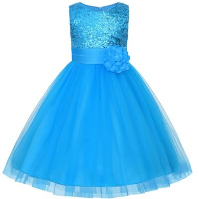 JerrisApparel Prinsessenjurk, feestjurk, tule met bloem en pailletten, voor meisjes, Kl-Blauw 8 jaar JerrisApparel Prinsessenjurk, feestjurk, tule met bloem en pailletten, voor meisjes, Kl-Blauw 8 jaar