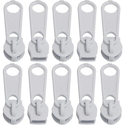 AERZETIX C62793 Set van 10 niet-afsluitbare sliders voor spiraalvormige ritssluiting kleur: wit metaal rok jurk lederwaren maken kussen AERZETIX C62793 Set van 10 niet-afsluitbare sliders voor spiraalvormige ritssluiting kleur: wit metaal rok jurk lederwaren maken kussen