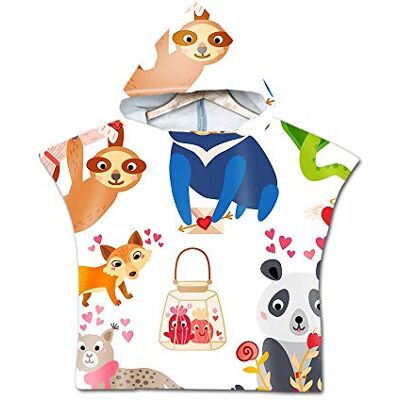Treer Strandhanddoek voor kinderen, poncho, met capuchon, 3D-design, microvezel, sneldrogend, sport, badjas, strandhanddoek, voor jongens en meisjes (60 x 60 cm, schattige luiaard) Treer Strandhanddoek voor kinderen, poncho, met capuchon, 3D-design, microvezel, sneldrogend, sport, badjas, strandhanddoek, voor jongens en meisjes (60 x 60 cm, schattige luiaard)