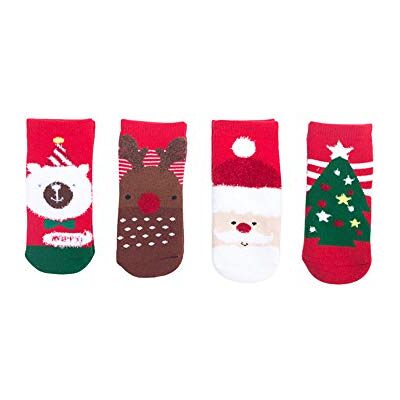 Treer 4 paar kerstsokken voor baby's, jongens, meisjes, warm, winter, schattig, cartoon, dieren, kerstsokken, ademend, winter, warm, sokken (wapiti, S) Treer 4 paar kerstsokken voor baby's, jongens, meisjes, warm, winter, schattig, cartoon, dieren, kerstsokken, ademend, winter, warm, sokken (wapiti, S)