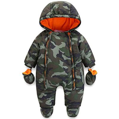JiAmy Baby winteroverall met capuchon rompers met handschoenen en voetjes meisjes jongens warme kledingset, G, 9-12 maanden(1 per pak) JiAmy Baby winteroverall met capuchon rompers met handschoenen en voetjes meisjes jongens warme kledingset, G, 9-12 maanden(1 per pak)