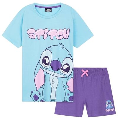 Disney Pyjamaset met T-shirt en shorts voor meisjes, cadeau Stitch voor meisjes (blauw/paars, 1, 11-12 jaar) 11-12 jaar Disney Pyjamaset met T-shirt en shorts voor meisjes, cadeau Stitch voor meisjes (blauw/paars, 1, 11-12 jaar) 11-12 jaar