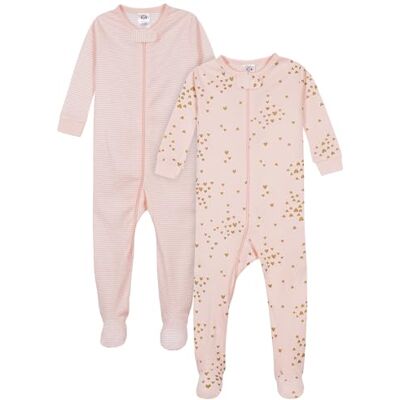 Gerber 2 stuks Footed Footed Pajama's Slaapzakken voor baby's en peuters, Love Pink 24 mois Gerber 2 stuks Footed Footed Pajama's Slaapzakken voor baby's en peuters, Love Pink 24 mois