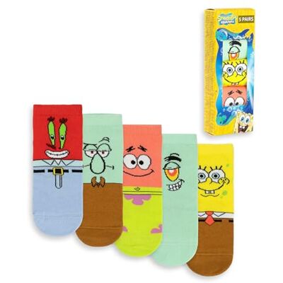 SPONGEBOB SQUAREPANTS Set van 5 karaktersokken voor kinderen, meisjes, meerkleurig, 25-30 25-30 SPONGEBOB SQUAREPANTS Set van 5 karaktersokken voor kinderen, meisjes, meerkleurig, 25-30 25-30