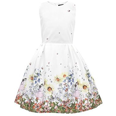 BlackButterfly Kinderjurk meisjes jaren '50 vintage 'Kira', Wit. 7 - 8 Ans BlackButterfly Kinderjurk meisjes jaren '50 vintage 'Kira', Wit. 7 - 8 Ans