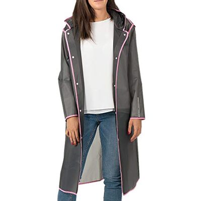 PERLETTI Regenjas, voor heren en dames, transparant, met capuchon, poncho, jongens, meisjes, reflecterende details, waterdicht, regen, dames, heren, winddicht, jas, mantel, voor volwassenen, wandeltochten S PERLETTI Regenjas, voor heren en dames, transparant, met capuchon, poncho, jongens, meisjes, reflecterende details, waterdicht, regen, dames, heren, winddicht, jas, mantel, voor volwassenen, wandeltochten S