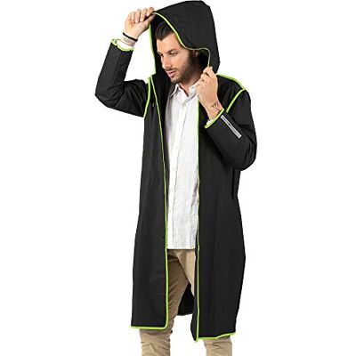 PERLETTI Regenjas, voor heren en dames, transparant, met capuchon, poncho, jongens, meisjes, reflecterende details, waterdicht, regen, dames, heren, winddicht, jas, mantel, voor volwassenen, wandeltochten S PERLETTI Regenjas, voor heren en dames, transparant, met capuchon, poncho, jongens, meisjes, reflecterende details, waterdicht, regen, dames, heren, winddicht, jas, mantel, voor volwassenen, wandeltochten S