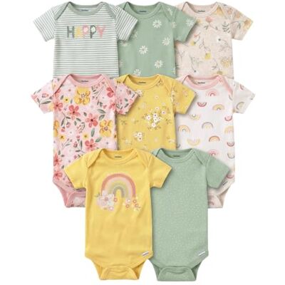 Gerber ® Babymeisjes 8-pack korte mouw onesies bodysuits korte mouw onesies bodysuits, Geel 6-9 maanden Gerber ® Babymeisjes 8-pack korte mouw onesies bodysuits korte mouw onesies bodysuits, Geel 6-9 maanden