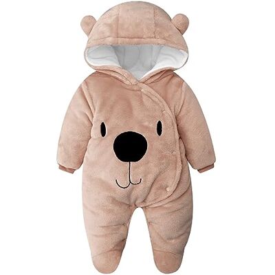 Minizone Babycombinaties flanellen romper lange mouwen winterkleding mantel met capuchon 9-12 maanden Minizone Babycombinaties flanellen romper lange mouwen winterkleding mantel met capuchon 9-12 maanden