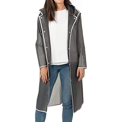 PERLETTI Regenjas, voor heren en dames, transparant, met capuchon, poncho, jongens, meisjes, reflecterende details, waterdicht, regen, dames, heren, winddicht, jas, mantel, voor volwassenen, wandeltochten S PERLETTI Regenjas, voor heren en dames, transparant, met capuchon, poncho, jongens, meisjes, reflecterende details, waterdicht, regen, dames, heren, winddicht, jas, mantel, voor volwassenen, wandeltochten S