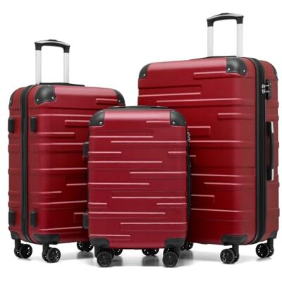 Coolife Koffer met harde schaal, ABS, 3-delig, 56 + 67 + 76 cm, in elkaar Met TSA-slot, schokbestendige hoekbescherming, YKK-ritssluiting, 4 stille 360° wielen, familiereizen Coolife Koffer met harde schaal, ABS, 3-delig, 56 + 67 + 76 cm, in elkaar Met TSA-slot, schokbestendige hoekbescherming, YKK-ritssluiting, 4 stille 360° wielen, familiereizen