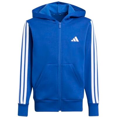 Adidas Uniseks kinderen Essentials Full Zip Hoodie, blauw/wit, 15-16 jaar Adidas Uniseks kinderen Essentials Full Zip Hoodie, blauw/wit, 15-16 jaar