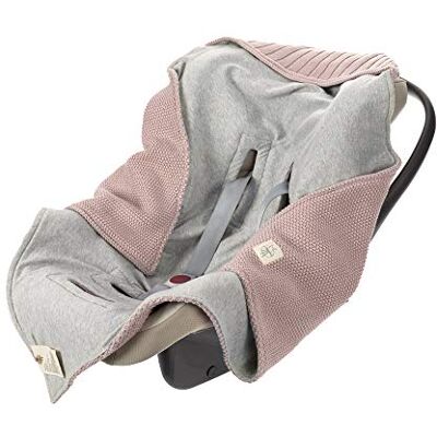 Lässig Baby Gebreide deken voor autostoel, deken voor babyautostoel, 100% biologisch katoen, GOTS donkerroze Lässig Baby Gebreide deken voor autostoel, deken voor babyautostoel, 100% biologisch katoen, GOTS donkerroze