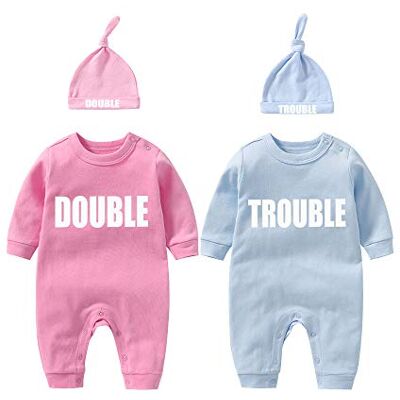 culbutomind Tweeling Baby Bodysuits Dubbele Problemen Leuke Outfit met hoed Baby Pyjama Nieuw Geboren Meisje Kleding Tweeling Gift 9-12 maanden culbutomind Tweeling Baby Bodysuits Dubbele Problemen Leuke Outfit met hoed Baby Pyjama Nieuw Geboren Meisje Kleding Tweeling Gift 9-12 maanden