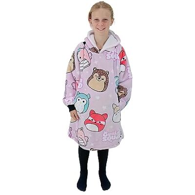 Character World Hugzee Oversized Fleece met capuchon Super warme en comfortabele sherpa-voering, Squishmallows-design Perfect voor kinderen van 7 tot 12 jaar, aanbevolen eenheidsmaat Character World Hugzee Oversized Fleece met capuchon Super warme en comfortabele sherpa-voering, Squishmallows-design Perfect voor kinderen van 7 tot 12 jaar, aanbevolen eenheidsmaat