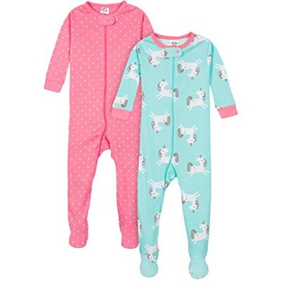 Gerber 2 stuks Footed Footed Pajama's Slaapzakken voor baby's en peuters, Roze eenhoorns. 3 mois Gerber 2 stuks Footed Footed Pajama's Slaapzakken voor baby's en peuters, Roze eenhoorns. 3 mois