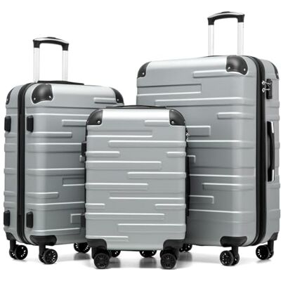 Coolife Koffer met harde schaal, ABS, 3-delig, 56 + 67 + 76 cm, in elkaar Met TSA-slot, schokbestendige hoekbescherming, YKK-ritssluiting, 4 stille 360° wielen, familiereizen Coolife Koffer met harde schaal, ABS, 3-delig, 56 + 67 + 76 cm, in elkaar Met TSA-slot, schokbestendige hoekbescherming, YKK-ritssluiting, 4 stille 360° wielen, familiereizen