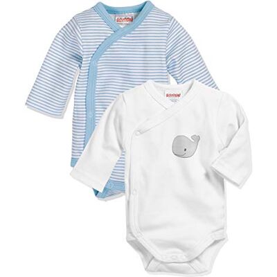 Playshoes Uniseks baby peuter bodysuit set van 2 walvis T-shirts blauw 1/1 mouwen 62 62 Playshoes Uniseks baby peuter bodysuit set van 2 walvis T-shirts blauw 1/1 mouwen 62 62