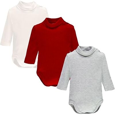 Ellepi Pasgeboren katoenen bodysuit met lange mouwen voor pasgeborenen, coltrui voor meisjes, kinderen, maanden, wit, crème, rood, blauw, grijs, zwart, blauw 18 mois Ellepi Pasgeboren katoenen bodysuit met lange mouwen voor pasgeborenen, coltrui voor meisjes, kinderen, maanden, wit, crème, rood, blauw, grijs, zwart, blauw 18 mois