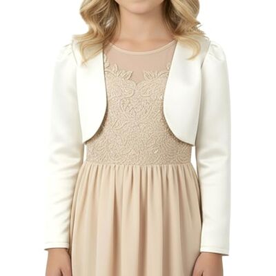 BlackButterfly Bolero voor kinderen, satijn, lange mouwen, ivoor, 7-8 jaar 7-8 ans BlackButterfly Bolero voor kinderen, satijn, lange mouwen, ivoor, 7-8 jaar 7-8 ans
