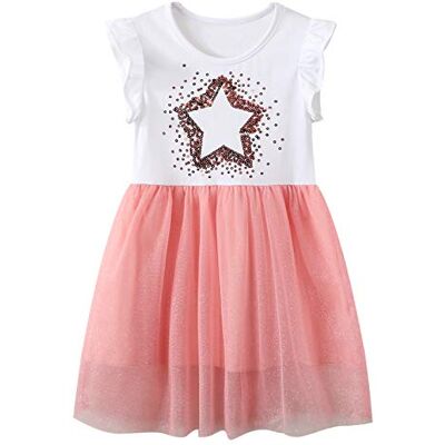JinBei Jurk voor kinderen, meisjes, pailletten, tule, katoen, casual, korte mouwen/mouwloos, T-shirt, jurk, zomer, dierenmotief, jurken voor meisjes, 2-7 jaar, ster, 2-3 jaar 2 tot 3 jaar JinBei Jurk voor kinderen, meisjes, pailletten, tule, katoen, casual, korte mouwen/mouwloos, T-shirt, jurk, zomer, dierenmotief, jurken voor meisjes, 2-7 jaar, ster, 2-3 jaar 2 tot 3 jaar