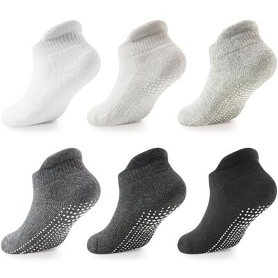 LA Active Grip Enkelsokken Baby Peuter Pasgeborene Kids Jongens Meisjes Antislip, Grijswaarden 6 Paar, 6-12 maanden LA Active Grip Enkelsokken Baby Peuter Pasgeborene Kids Jongens Meisjes Antislip, Grijswaarden 6 Paar, 6-12 maanden