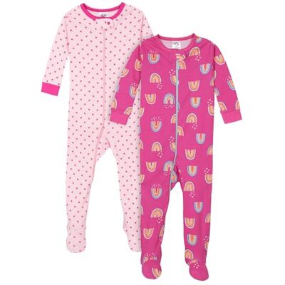 Gerber Set van 2 pyjama's met voeten voor baby's en peuters, babymeisjes, Regenboog roze 9 mois Gerber Set van 2 pyjama's met voeten voor baby's en peuters, babymeisjes, Regenboog roze 9 mois